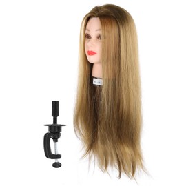 Mannequin Head with Hair Cosmetic Doll Head for Styling Curling Weaving Cutting