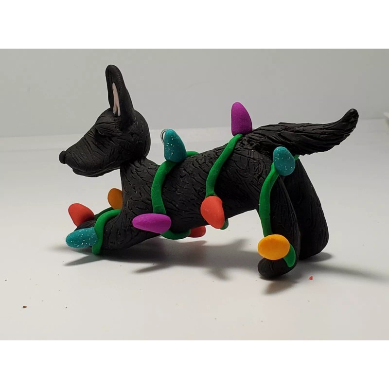 Celtic Forest Clay German Shepherd black Christmas Ornament TANGLED IN