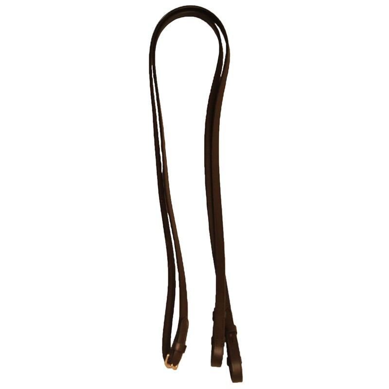 Half Rubber Leather Show Reins (Black, Full 5/8")