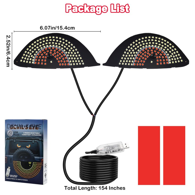 LECART Devil Eyes Light for Car Windshield, Animated LED Eye