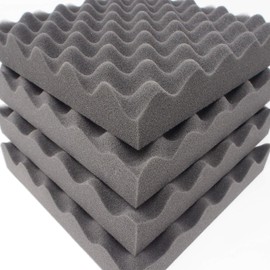 Ready-to-Use Corrugated 2.0 inches (5 cm), Set of 4, Ultra Thick, Corrugated Foam Foam Sponge, Sound Absorption, Cushioning Material, 9.8 x 9.8 inches (25 x 25 cm), Density 56.0 lbs/m3