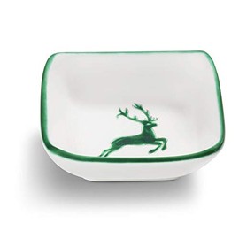 GMUNDNER KERAMIK Manufaktur 0324SAQU09 Green Deer Schälchen quadratisch 9 x 9 cm