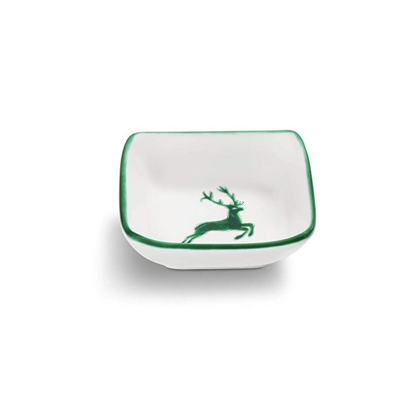 GMUNDNER KERAMIK Manufaktur 0324SAQU09 Green Deer Schälchen quadratisch 9 x