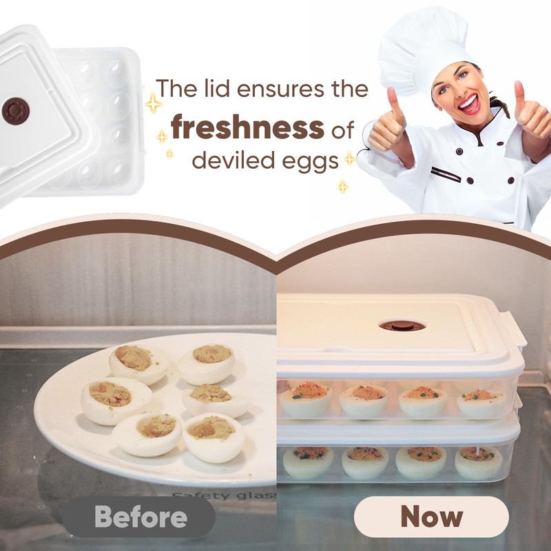 77L Deviled Egg Containers with Lid, (Set of 2), Plastic