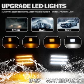 CYBORICH Sequential Amber Turn Signal Lights for Hummer H2 2003-2009 Dynamic LED Front Corner Side Marker Lights Switchback White DRL Sidemarker Indicator Parking Lamp Smoked Lens 2PCS
