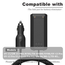 UV-88 Battery Eliminator Car Charger for TYT TH-UV88 Two Way Radio DC7.4V Compatible with BAOFENG UV-13 Radio