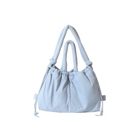 LESCATO New Puffy Tote Bag for Women Soft & Lightweight Puffer Women Handbag Large Puffy Lady's Bag Backpack Shoulder Bag (Sky Blue)