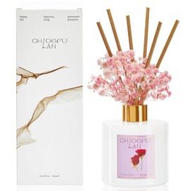 Chloefu LAN Rose Reéd Diffuser for Home Gift Set Pink Decor Scented Oil Diffuser for Date Nights Anniversaries Weddings Decor Bathroom Scent Sticks 7.05 oz
