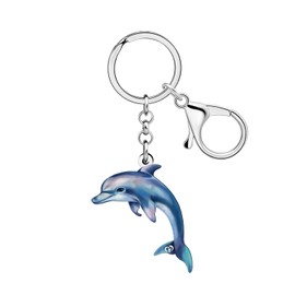 DUOWEI Acrylic Cute Sea Animal Dolphin Keychain Key Ring Gifts for Women Beach Lovers Car Keys Wallet Backpack Accessories (Blue)
