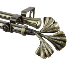 A&F Rod Decor - Clover Double Curtain Rod 120-170 inch - Antique Brass
