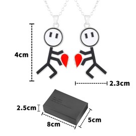 ZWWOGE Funny Graffiti Necklaces, 2 Pieces Heart Gesture Silver Finger Necklace, Cool Chains for Boys and Girls, Best Friend or Lover, Funny Gift, Stainless Steel