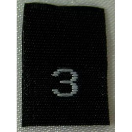 Sean Label 50 PCS BLACK WOVEN SEWING CLOTHING LABELS, SIZE TAGS - SIZE 3 - THREE