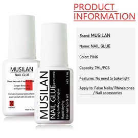MUSILAN Nail Glue, Nail Glue for Press on Nails,Nail Glue for Acrylic Nail Tips Brush on Nail Glue Professional Nail Tip Glue False Nail Tips Glue for Broken Nails Super Bond for Nails Long Lasting