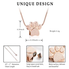 Pet Urns For Dogs/Cats - Pet Urn - Pet Ashes Necklace - Paw Print Urn Necklace with Mini Keepsake Urn Memorial Ash Jewelry