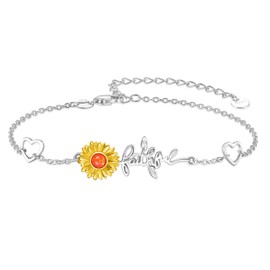 Cuoka Faith Bracelet 925 Sterling Silver Sunflower You Are My Sunshine Faith Bracelets Christian Religious Jewelry Gifts for Women