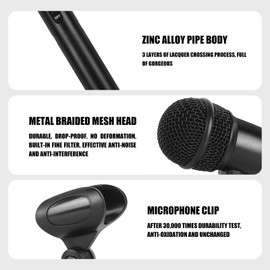 XTUGA MI7 7-Piece Wired Dynamic Drum Mic Kit Whole Metal- Kick Bass Microphone Set Use for Drums Vocal Other Instrument Complete with Thread Clip Inserts Mics Holder