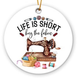 Tiny Detalles Sewing Ornament 2024, Christmas Ornament for Christmas Tree Decorations, Sewing Tools Christmas Tree Ornaments, Quilting Room Decor Ceramic Ornaments, Sewing Gifts for Sewing Lovers