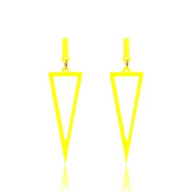 Vintage Minimalist Multicolor Acrylic Geometric Square Hollow Drop Dangle Neon Earrings Retro 82s Party Costume Accessory Jewelry for Women-yellow triangle