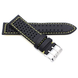 Sulla Genuine leather watch strap, black, 20mm