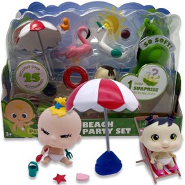 Nature Bound Pea Pod Babies - Beach Party Set - Over 30 Pieces Including Two Mini Collectible Dolls
