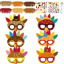 chiazllta 30 Packs Thanksgiving Turkey Masks Craft for Kindergarten Kids, Thanksgiving Art Craft Kit DIY Paper Masks for Preschool Home Classroom Game Activities Party Favors