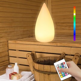 WRQIOO Sauna Lamp, Sauna Lamp Dimmable, Sauna Lamp Wireless with 16 RGB Colours and 4 Modes, Sauna Lamp LED Colour Changing for Sauna Room, Restaurant, Bedroom with Remote Control and Type-C Charging Cable