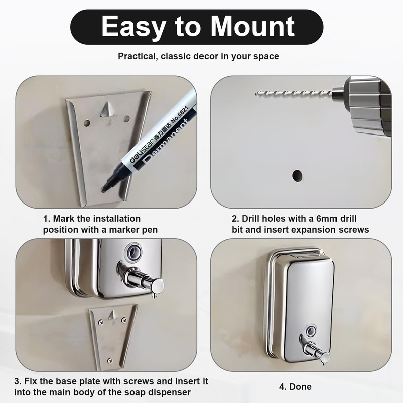 Heavy Duty Soap Dispenser Wall Mount Stainless Steel Soap Dispenser