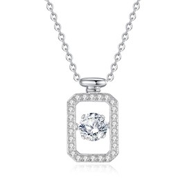 Jaransheti Moissanite Bottle Pendant Necklace For Women Swing 1ct Round Cut Moissanite Pendant Necklace For Women 18k White Glod 925 Sterling Silver Necklace 20 Inches Chain Necklace Jewelry Gift,