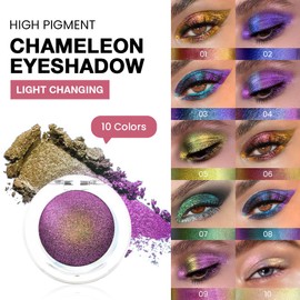 evpct Mermaid Chameleon Eyeshadow Palette Duochrome MultiChrome Makeup, Mermaid Purple Glitter Shimmer Loose Eyeshadow Palette High Pigments Chameleon Chrome Holographic Eyeshadow MultiChrome