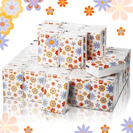 50 Pack Mini Tissue Packs Bulk 3 Ply Spring Floral Travel Tissues Packs Facial Tissues Individual Tissue Packs Small Tissue Travel Size Bulk for Wedding Holiday Party 7 Sheets Each Pack (Single Print)