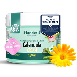 Herbiovit Vegan Marigold Ointment with Chamomile Jojoba Oil Panthenol Wound and Healing Ointment Anti-Inflammatory Burn Ointment for Burning Sunburn Wound Protection Cream Baby Adults 250 ml Natural