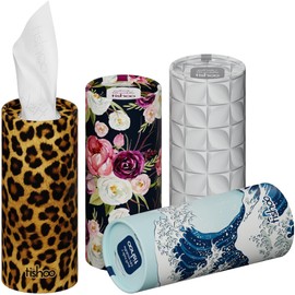 tishoo 4 Ply Ultra Luxurious Handkerchiefs with Hyaluronic Acid | For Car Cup Holders, Home & Travel | 4 Tubes x 40 Wipes | Mixed/Soho