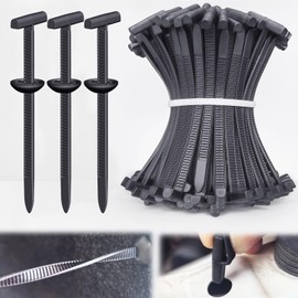 Upgraded Nylon Universal Cable Tie Buckles - Nylon Zip Ties Holders Kit, Automotive Zipper Clips Self-Locking T Rivet Zipties for Car Fender Trunk Bumper Repair, Home & Garage(100Pcs)
