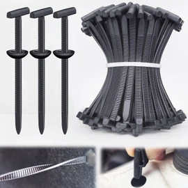 Upgraded Nylon Universal Cable Tie Buckles - Nylon Zip Ties Holders Kit, Automotive Zipper Clips Self-Locking T Rivet Zipties for Car Fender Trunk Bumper Repair, Home & Garage(100Pcs)