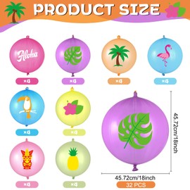 32Pack Summer Punch Balloons for Kids Tropical Hawaiian Party Decorations Assorted Color Summer Aloha Design Punch Balloons for Toddler Home Classroom Game Hawaii Party Supplies Kids Hand Out