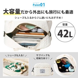 Unibays Boston Bag, Large Capacity, Unisex, Travel, Lightweight, Carry-On Shoes, Foldable, Travel Bag, Carry-on, Pink