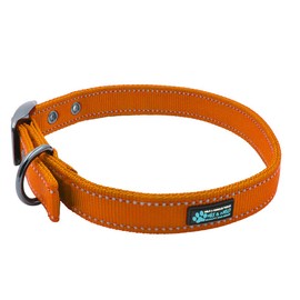 Max and Neo MAX Reflective Metal Buckle Dog Collar - We Donate a Collar to a Dog Rescue for Every Collar Sold (Large, Orange)