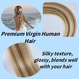 Highlighted Honey Blonde Mini Tape in Hair Extensions Human Hair Invisible Long 22Inch Diy Hair Extensions Tape in Remy Hair for Any Occasion