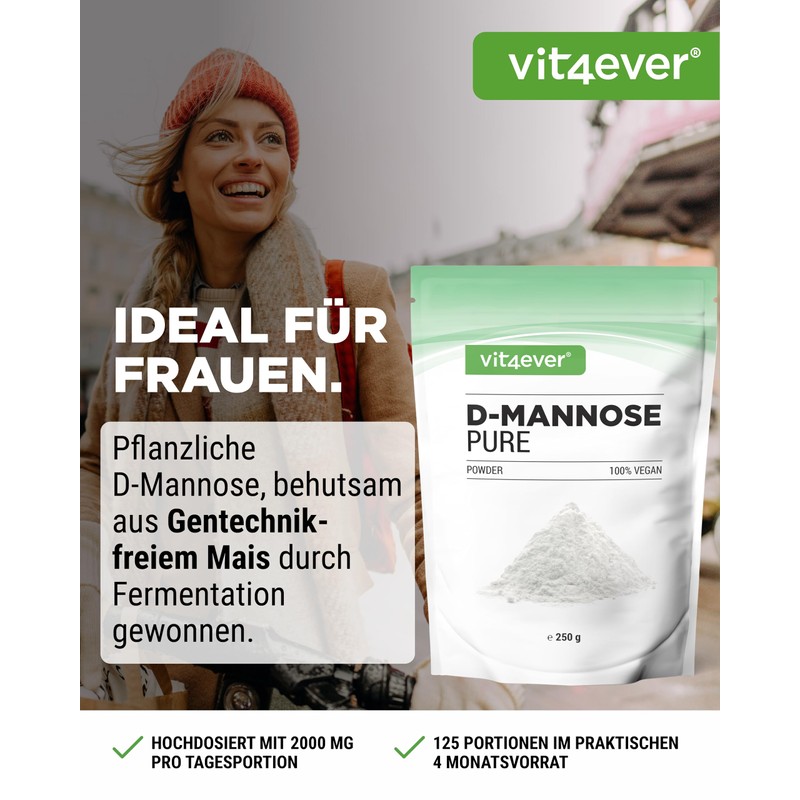 Vit4ever® D-Mannose Powder 200 g 100 Daily Servings with 2