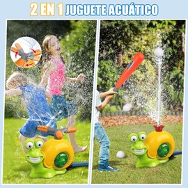 DAQI 2 en 1 Juguetes de Béisbol para Niños, Aspersor de Agua de Caracol Divertidos con 2 Cabezales de Aspersor, Juguetes de Agua para Niños Niñas de 3 4 5 6 7 8 9 10 Años, para Patio, Exterior,Jardín