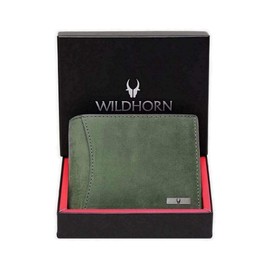 WILDHORN® RFID Protected Genuine Leather Wallet for Men, Green Hunter, Contemporary