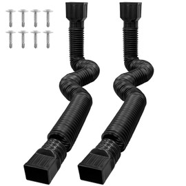 Loyala 2PCS Gutter Downspout Extensions Flexible Drain Downspout Extender Gutter Connector Rainwater Drainage Expandable up to 60" (Black)