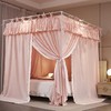 NXGIO 4 Corners Post Princess Ruffle Curtain Bed Canopy Lace