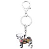 BONSNY Enamel Metal Floral Pug Dog Keychains for Women Key