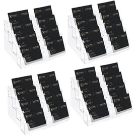 JMIATRY Pack of 4 Business Card Holders, Business Card Stand with 4 Compartments, Business Card Holder for Desk, Business Card Stand