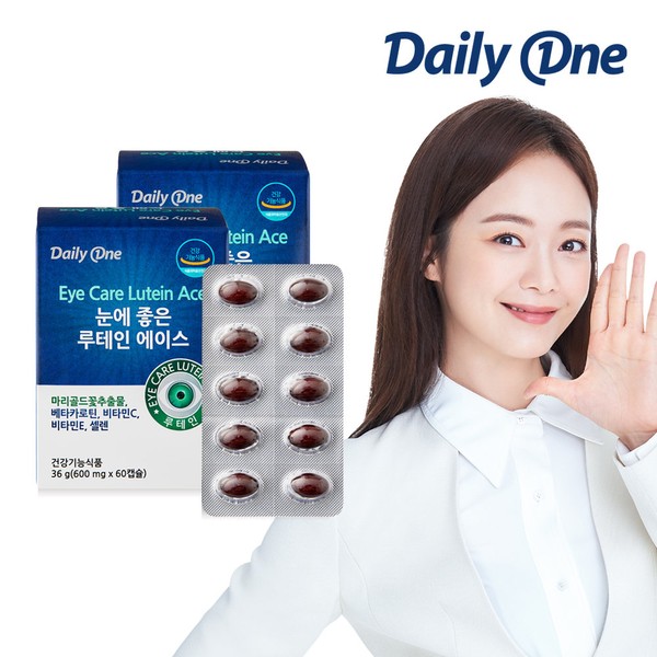 Daily One Lutein Ace, good for the eyes, 36g, 60 capsules x 2 bottles, 4-month supply / 데일리원  눈에 좋은 루테인 에이스 36g 60캡슐 x 2통 4개월분