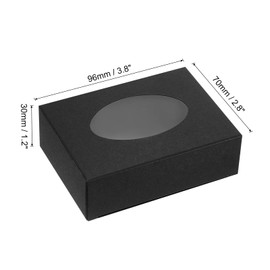 PATIKIL 3.8x2.8x1.2" Paper Soap Box with Window, 20 Pack Homemade Soap Boxes Oval Presents Packaging Boxes for Birthday Christmas DIY Craft, Black