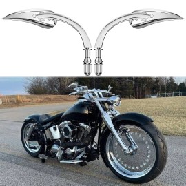 KEEPDSGN Chrome Rear View Mirrors For Harley Davidson Fatboy Dyna Softail Street Glide