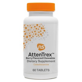 NeuroScience Brain Energy & Focus Supplement for Adults, Teens & Children - AttenTrex - Support Brain Health & Optimal Attention - Tackle Assignments & To-Do Lists - Berry Flavor (60 Chewable Tablets)