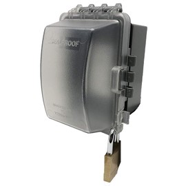 Sealproof 1-Gang Weatherproof Exterior In Use Outlet Cover and Box Kit - Metallic Electrical Outlet Box and UL Extra Duty, Lockable, In Use Outdoor Outlet Cover - Horizontal/Vertical Use